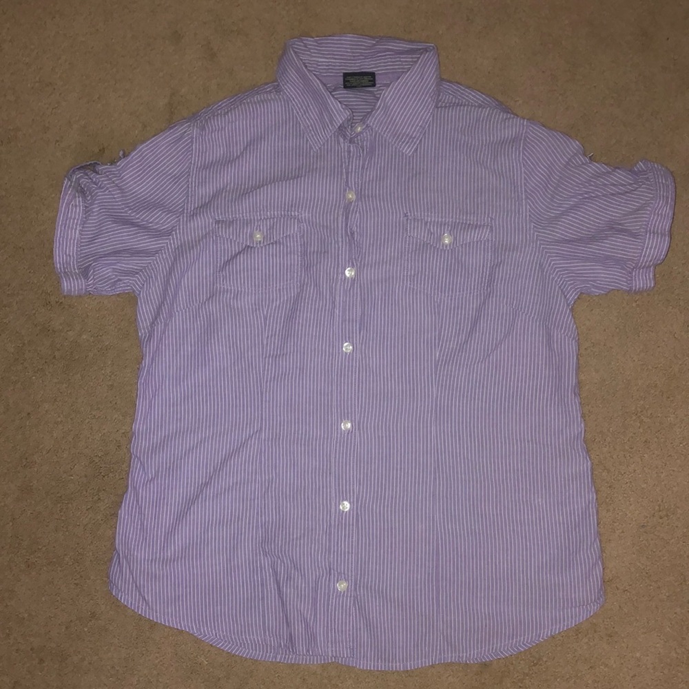 Purple and white stripes short sleeve top